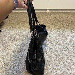 Black leather coach purse